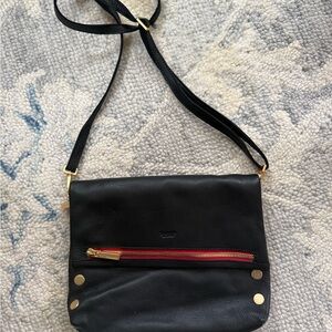Hammitt Black Crossbody Bag with Red Zipper